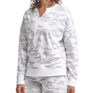 Calvin Klein Gray and White Camo Top